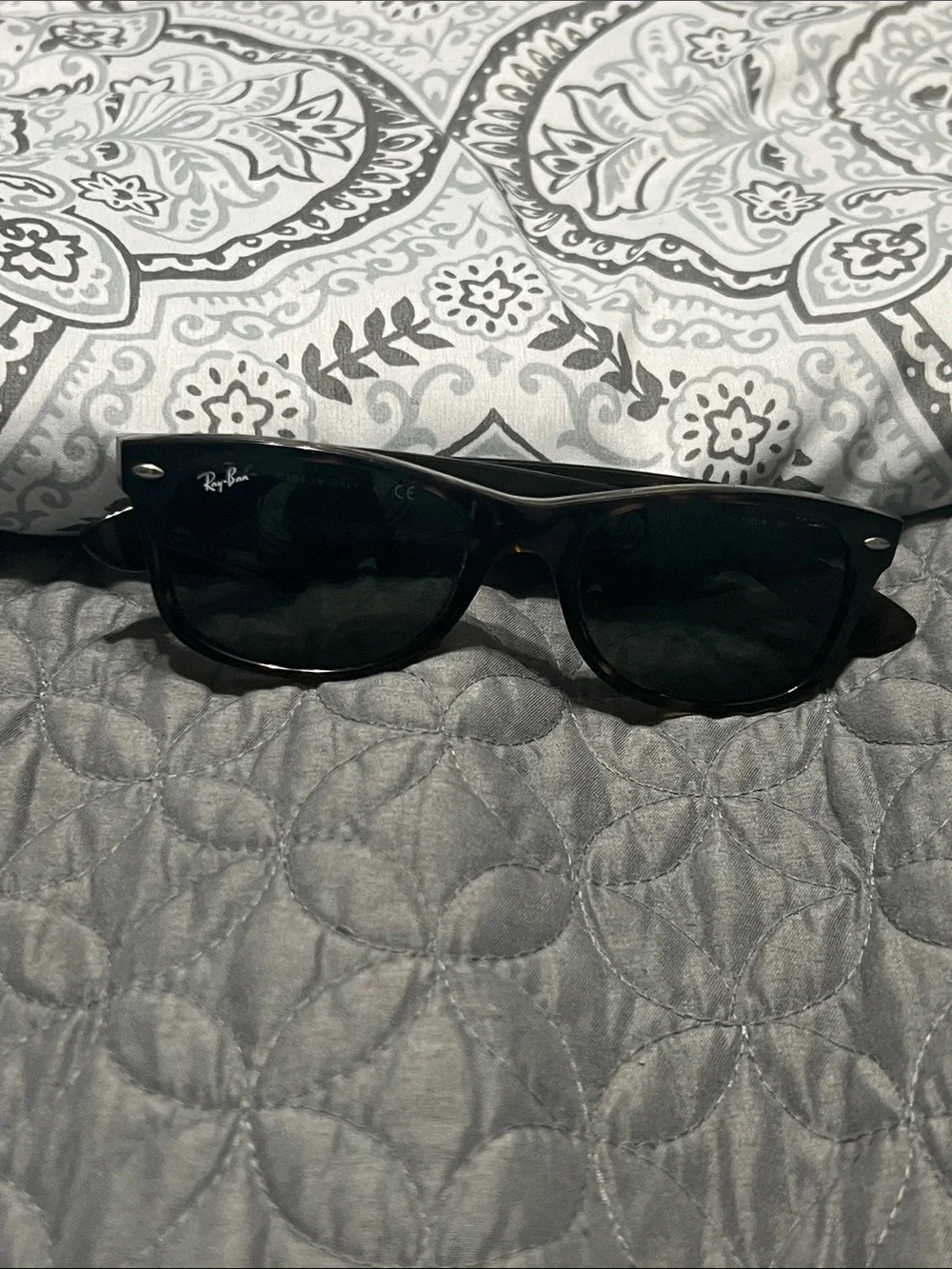 Ray-Ban Tortoise Frame Sunglasses with Dark Green Lenses